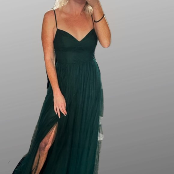 Revelry Serenity Tulle Dress, Size 4, Classic Emerald - Picture 4 of 4